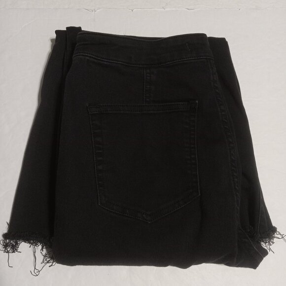 Free People Youthquake Flare Stretch Cropped Raw Hem Jeans Black Sz 28 OB1387532 - Picture 1 of 8